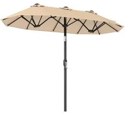 Obrázek produktu pro Dvojitý slunečník s klikou a 12 žebry 47081641, 300 x 160 cm, béžový
