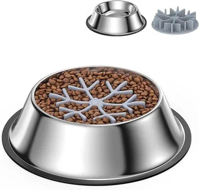 Produktbild von Famanu Hundenapf 2-in-1 - Edelstahl, rutschfest, Slow Feeder für kleine und mittelgroße Hunde