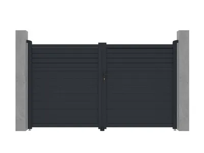 Produktbild von L.305 x H.181 cm anthrazit VIAZO Aluminium Drehtor mit Rollladen