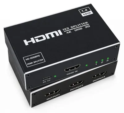 Zdjęcie produktu dla Rozdzielacz HDMI Rozdzielacz HDMI - 1 wejście 3 wyjścia - 4K - Aluminium - Do 3 monitorów