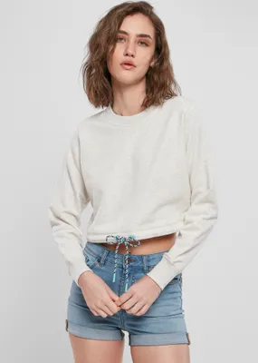 Produktbild von Urban Classics Damen Pullover Ladies Oversized Cropped Crewneck Lightgrey-XL