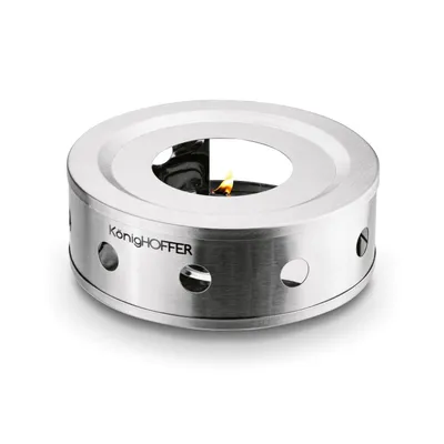 Image de Chauffe-plat en acier inoxydable pour bougie à chauffe-plat ronde Konighoffer Loria 15 x 5 cm