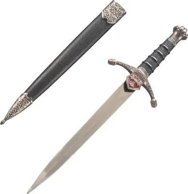 Produktbild von Templerdolch mit Längskreuz silberfarben mit Stahlklinge