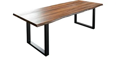 Produktbild von Esstisch Baumkante massiv Akazie nussbaum 220 x 100 schwarz LIAM
