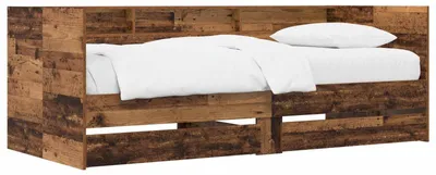 Image de Lit de jour vidaXL avec tiroirs et étagère, en bois de récupération et en panneaux de particules