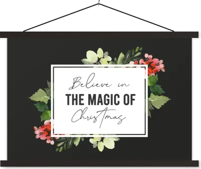 Produktbild von MuchoWow® Textilposter Zitat - Weihnachten - Magie 90x60 cm mit schwarzem Rahmen - Aufhängungssatz