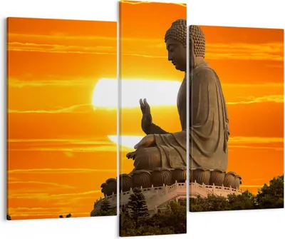 Produktbild von Bild auf Leinwand - Leinwandbild - tempel buddha - 95x80cm - Wand Bild - Wanddeko - Wandbilder - Leinwanddruck - Bilder - Kunstdruck - Wanddekoration - Leinwand bilder - Wandkunst - CB95x80-3532
