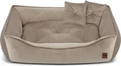 Produktbild von Premium Hundebett & Katzenbett MARCO aus Velvet – Haustier-Sofa, Weich, Elegant, Komfortabel, Poland, Beige 90x60cm