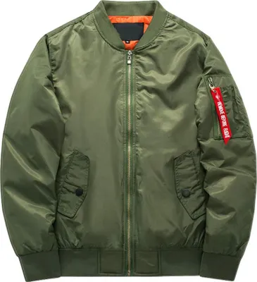Immagine prodotto di Uomo bomber MA-1 stand-up collare giacca di volo impermeabile blouson autunno e inverno giacca retrò antivento bomber pilota con tasche con zip, verde militare, M