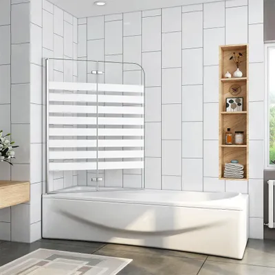 Produktbild von 120x140cm Links Montage Badewannenaufsatz mit NANO Glas Badewannenfaltwand ESG Duschwand für Badewanne