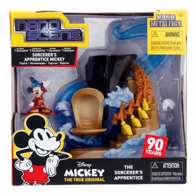 Product packaging for a Disney 'Sorcerer's Apprentice Mickey' Nano Metalfigs Diorama.