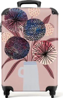 Produktbild von NoBoringSuitcases.com® Koffer Handgepäck Trolley Rollkoffer Kleine Reisekoffer mit 4 Rollen - Blumen - Pastell - Vase - Pflanzen - Cabin Size < 55x40x23 cm & 55x40x20 cm - Fotokoffer - Kabinenkoffer - BoardgepäckHandgepäck Koffer 55x35x20 cm, 36L,