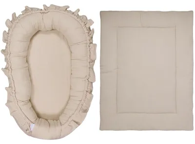 Produktbild von MamaLoes Soft Baumwolle Ecru Rüschen Babynest & Laufgittereinlage
