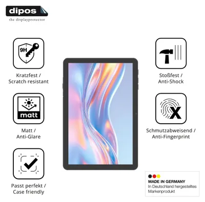 Produktbild von 2x Schutzfolie für Haehne ZLQ7 10 Zoll matt - Anti-Shock 9H Folie dipos Glass Kunststoffglas