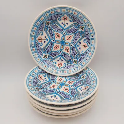 Immagine prodotto di Set di 6 piatti fondi marocchini turchesi - D 24 cm