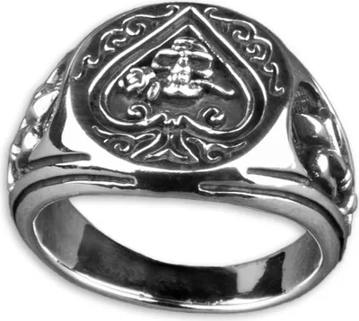 Produktbild von viva-adorno Gr. 69 (22,0 mm Ø) Herren Ring Pik Totenkopf Rose Lilien Siegelring Daumenring 925 Sterlingsilber SR17,