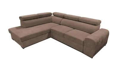 Produktbild von Wohnero24 Ecksofa PAVONE 4 208 x 263 cm – modernes Chenille Sofa Hellbraun mit Schlaffunktion 190 x 125 cm & Bettkasten, verstellbare Kopfstützen