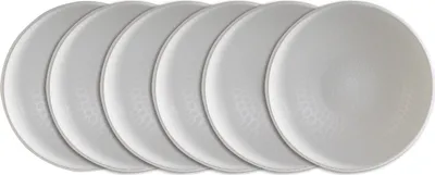 Produktbild von Suppenteller - Weiß matt - Steingut - mit kreisförmiger Reliefprägung - 6er Set