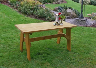 Produktbild von Gartentisch Holztisch Tisch aus Kiefernholz massiv hellbraun 72 x 120 cm