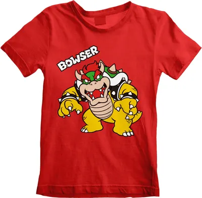 Produktbild von Kurzarm-T-Shirt für Kinder Super Mario Bowser Text Rot - 12-13 Jahre