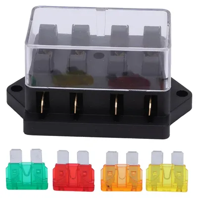 Immagine prodotto di scatola portafusibili piatta a 4 vie, impermeabile, con 4 pezzi per 12 V-24 V, auto, auto, marina, barca