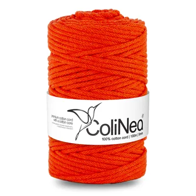 Produktbild von Geflochtene Baumwollkordel 5mm 100m orange ColiNea mit Baumwollkern geflochten
