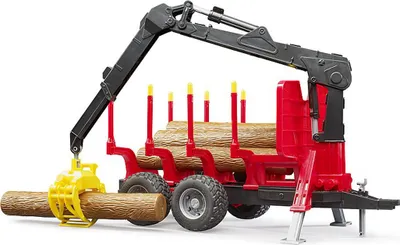 Obrázek produktu pro Zadní přívěs Bruder s nakládacím jeřábem na klády a drapákem na dřevo