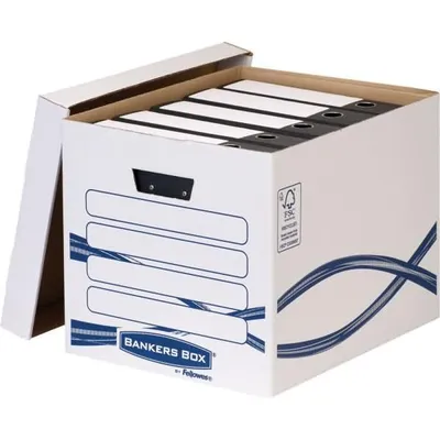 Image de Boîte d'archivage haute Bankers Box Basic 333 x 320 x 410 mm, blanc/bleu