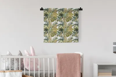 Produktbild von MuchoWow® Wandteppich Wandbehang Tropisch - Grün - Blatt 60x60 cm Tapisserie Dekoration Wandtuch - Dekorationen - Wand Decke