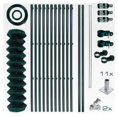Produktbild von Maschendrahtzaun Set für den Garten, Komplettset mit Aufschraubhülsen (1,25 x 25 m)