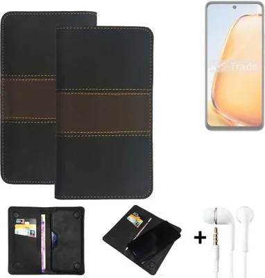 Produktbild von K-S-Trade Handyhülle + Kopfhörer kompatibel mit Vivo Y28 4G Schutzhülle Walletcase Bookstyle Tasche Schutz Case Hülle Wallet Cover Kunstleder