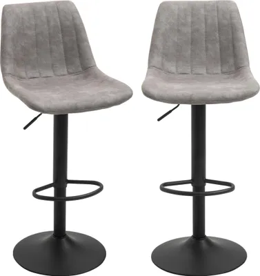 Image de HOMCOM Lot de 2 tabourets de bar tabouret haut style vintage hauteur réglable pivotant avec repose-pied gris