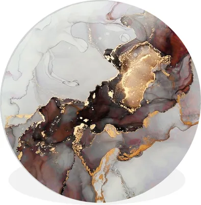 Produktbild von MuchoWow® Rundes Wandbild - Runde Bilder Rot - Marmor - Gold Ø 60 cm Kreis Wanddekoration Kunststoff - Wandkreis - Wandschmuck - Wand Kreis - Das Schlafzimmer - Die Bilder - Wandmalerei - Kunst für das Haus - das Plastik