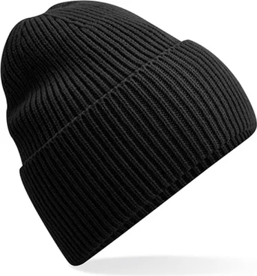 Produktbild von Beechfield B384R | Oversized Cuffed Beanie - 50% recycelten Polyester - Farbe: Black - Größe: One Size