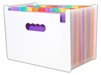 Produktbild von Dokumentenmappe A4 25 Fächer Weiß mit Regenbogen-Partitionen