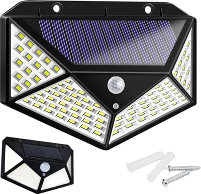 Zdjęcie produktu dla Lampa solarna 100 led z czujnikiem ruchu zmierzchowego