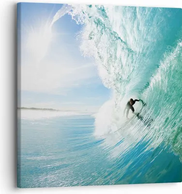 Produktbild von Bild auf Leinwand - Leinwandbild - Abenteuer surfer welle ozean - 30x30cm - Wand Bild - Wanddeko - Leinwanddruck - Bilder - Kunstdruck - Wanddekoration - Leinwand bilder - Wandkunst - AC30x30-2541