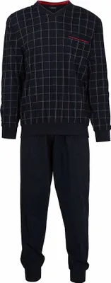 Image de GÖTZBURG Pyjama long pour homme - Pyjama col en V, pur coton marine XXL