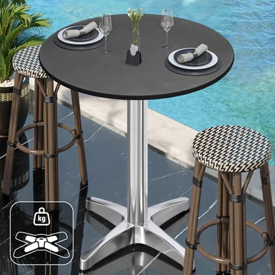 Produktbild von CPBL | HPL Compact Bistro Stehtisch | Ø 60 x 110 cm | + Zusatzgewicht | Anthrazit / Aluminium | Bistrotisch Gastro Steh Tisch