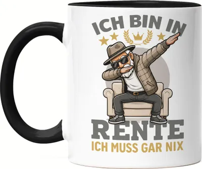 Produktbild von Ich bin in Rente Tasse Schwarz – Lustiges Geschenk zum Ruhestand für Männer Frauen und Kollegen