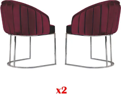 Productafbeelding van Designer Metall Stoff Polster Stühle Gastro Esszimmer Modern 2x Sessel Stuhl