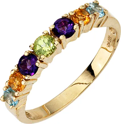 Produktbild von Ring Topas blau Citrin Amethyst Peridot 333 Gold Gelbgold Damen Goldring Innenumfang 60mm  Ø19.1mm