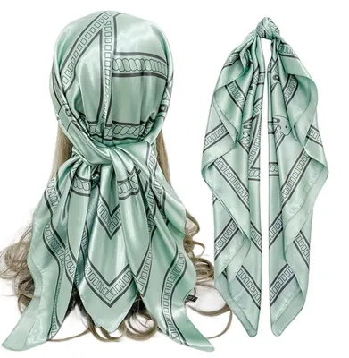 Produktbild von Damen Quadratischer Schal Satin Kopftuch Haarschal 90x90cm