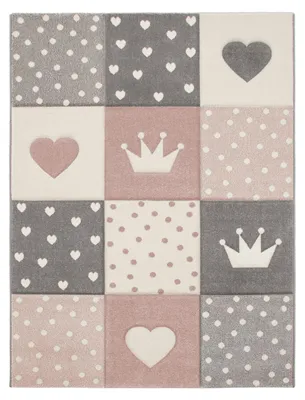 Produktbild von TT Home Kinderzimmer Teppich Junge Mädchen Kinderteppich Punkte Herz 3D Optik Pastell Größe 160x230 cm