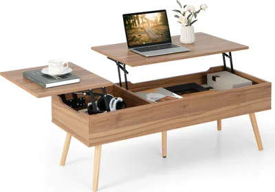 Produktbild von Konferenčný stolík COSTWAY s 2 výškovo nastaviteľnými doskami, rozťahovací rozkladací stolík, 5-nohová konštrukcia 120x49x42cm nosnosť 106 kg