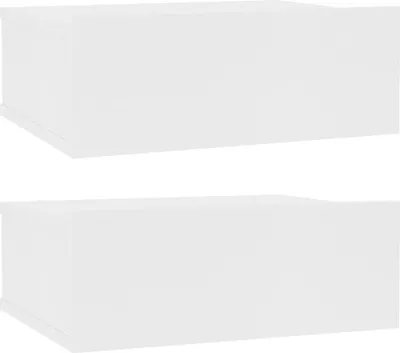 Image de vidaXL Tables de chevet suspendues 2 pcs. Blanc 40 x 30 x 15 cm Panneau de particules