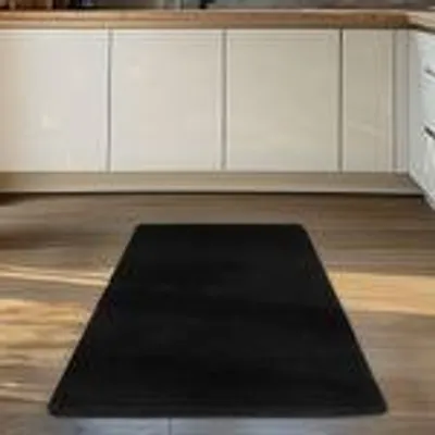 Produktbild von Carpettex Teppich Kurzflor, Einfarbig, Waschbar, Rutschfest, Für Wohnzimmer, Schlafzimmer,Kinderzimmer, Größe: 80 x 150 cm, Farbe: Schwarz
