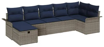 Zdjęcie produktu dla Zestaw Sof na Ogród z poduszką 7 pcs Szary Polirattan