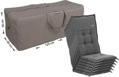Produktbild von Raffles Covers Tragetasche für 6 Hochlehner Auflagen 125 x 50 H: 50 cm | Atmungsaktiv | Wasserdicht | UV-beständig | Doppelnähte | Handgriffe