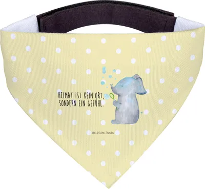 Produktbild von Mr. & Mrs. Panda Tuch Elefant Seifenblasen - Gelb Pastell - Geschenk, Halstuch, Heimat, Für Hunde, Elefanten, Liebesspruch, Lustige Sprüche, Liebe, Hundehalstuch
